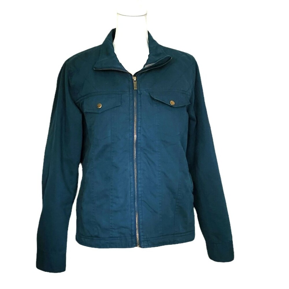 Toad & Co. Kenai Quilted Jacket Zip Up Flannel Lined Blue Womens Size L